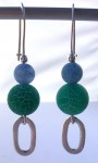 Sterling silver earrings with blue and green crackled agates