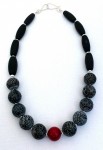 Black matte and crackled agate necklace