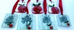 Fused glass fruit tree and red apple decorations