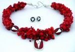 Necklace red coral with heart pendant