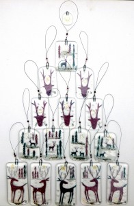 Fused-glass reindeer decorations