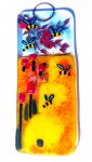 Glass hanging with bees and beehive with red apples on branch