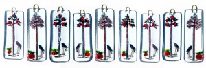 Glass decorations of apple tree with a bird