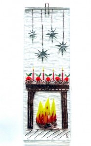 Fireplace with hanging stars